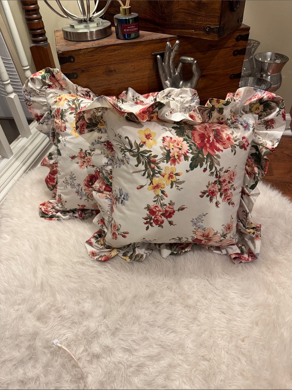 Ralph Lauren Vintage Petticoat Ruffled Throw Pillows (2) Made in USA pre-owned